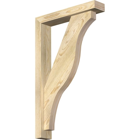 Ekena Millwork Funston Block Rough Sawn Bracket w/ Offset Brace, Douglas Fir, 4"W x 20"D x 32"H BKT0402X20X32FST05RDF